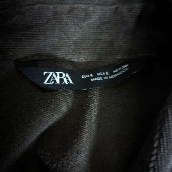 ZARA Forest Green Casual Academia Button Front Long Sleeves Mini Dress Large - Picture 12 of 14